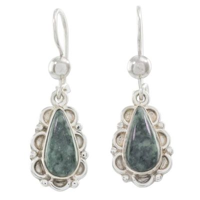 Alternate image for Guatemalan Hand Crafted Light Green Jade Dangle Earrings Blossoming Dew