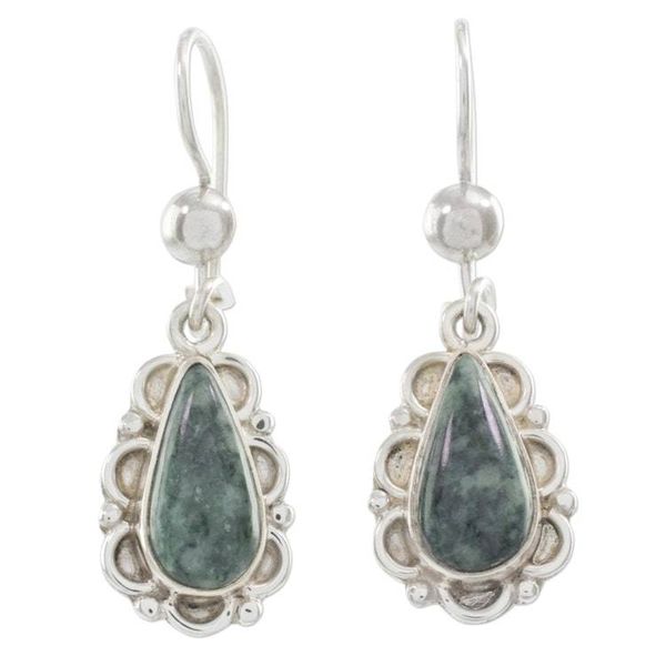 Alternate image for Guatemalan Hand Crafted Light Green Jade Dangle Earrings Blossoming Dew
