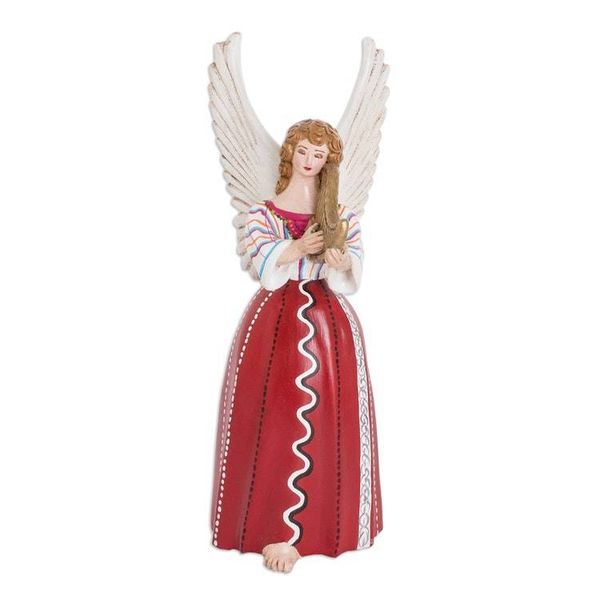 Alternate image for Lovely Hand-Painted Ceramic Angel Sculpture from Guatemala Petite Santiago Atitlan