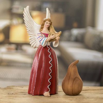 Alternate image for Lovely Hand-Painted Ceramic Angel Sculpture from Guatemala Petite Santiago Atitlan