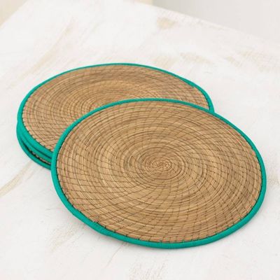 Alternate image for Pine Needle Polyester Green Placemats Set of 4 Guatemala Latin Mealtime in Green