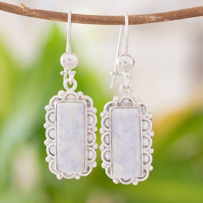 Alternate image for Lilac Jade and Sterling Silver Handcrafted Earrings Zinnia Wonder