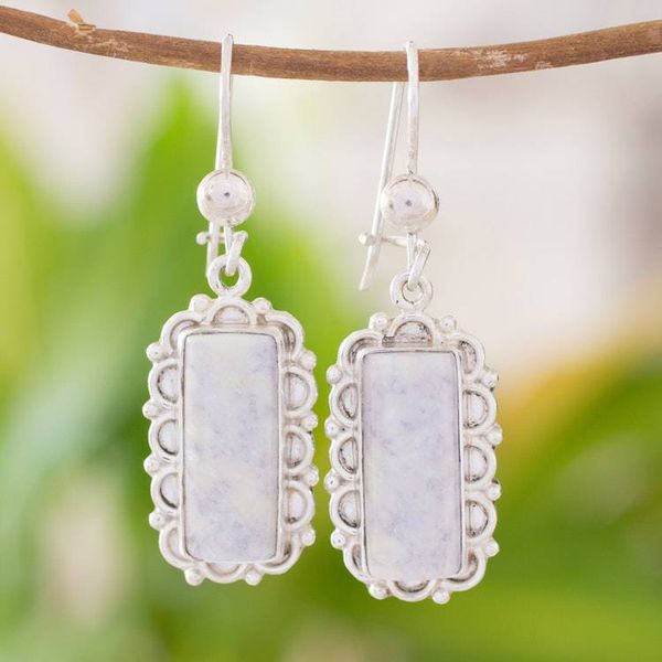 Alternate image for Lilac Jade and Sterling Silver Handcrafted Earrings Zinnia Wonder