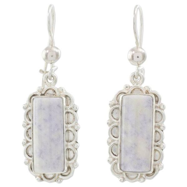 Alternate image for Lilac Jade and Sterling Silver Handcrafted Earrings Zinnia Wonder