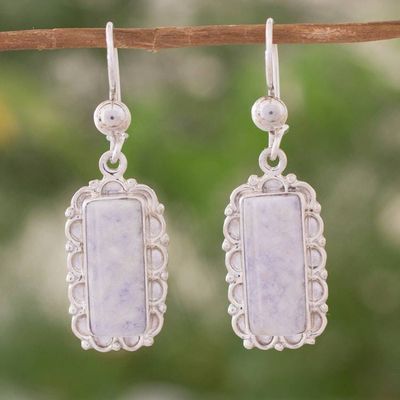 Alternate image for Lilac Jade and Sterling Silver Handcrafted Earrings Zinnia Wonder