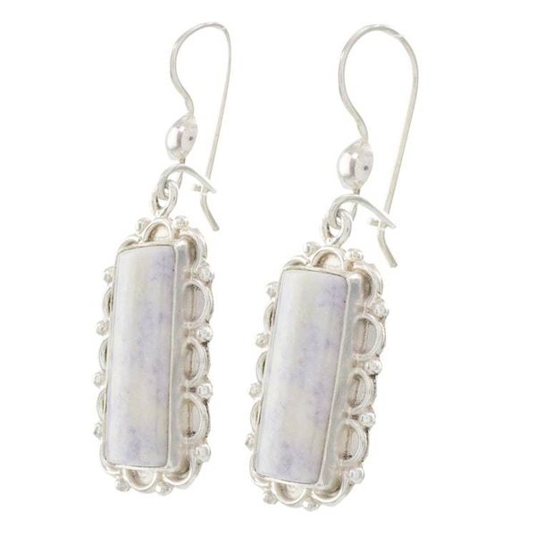 Alternate image for Lilac Jade and Sterling Silver Handcrafted Earrings Zinnia Wonder
