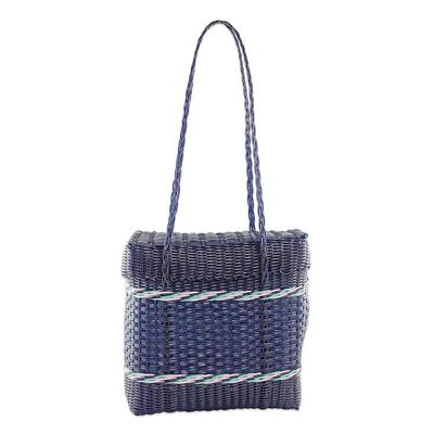 Alternate image for Handwoven Shoulder Bag in Navy from Guatemala Picnic Day