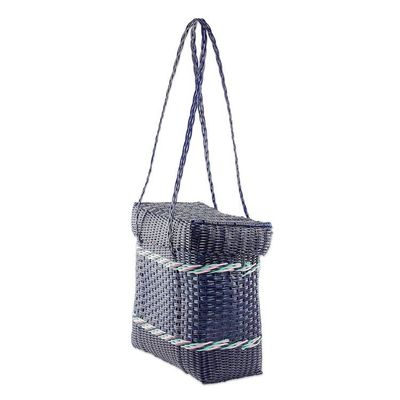 Alternate image for Handwoven Shoulder Bag in Navy from Guatemala Picnic Day