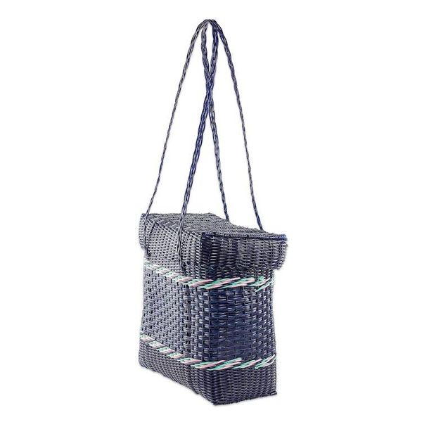 Alternate image for Handwoven Shoulder Bag in Navy from Guatemala Picnic Day