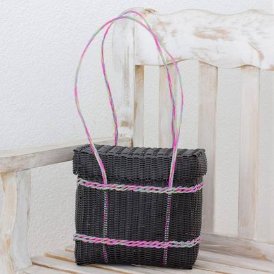 Alternate image for Handwoven Shoulder Bag in Black from Guatemala Picnic Adventure