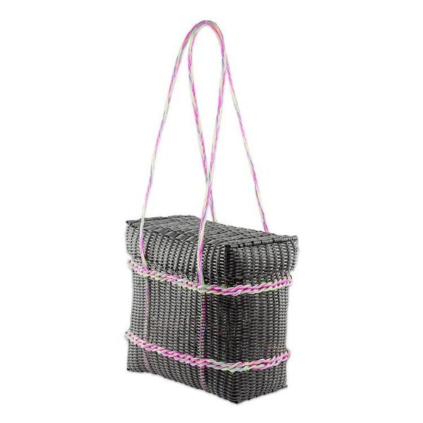 Alternate image for Handwoven Shoulder Bag in Black from Guatemala Picnic Adventure
