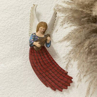 Alternate image for Folk Art Ceramic Angel Wall Accent Hand-Painted in Guatemala Coban