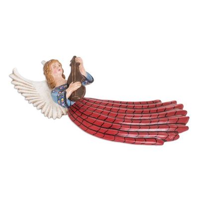 Alternate image for Folk Art Ceramic Angel Wall Accent Hand-Painted in Guatemala Coban