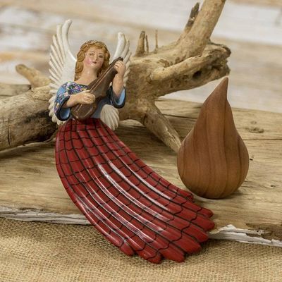 Alternate image for Folk Art Ceramic Angel Wall Accent Hand-Painted in Guatemala Coban