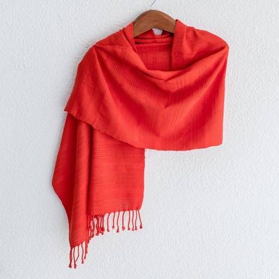 Alternate image for Coral Cotton Shawl from Guatemala Coral Reef