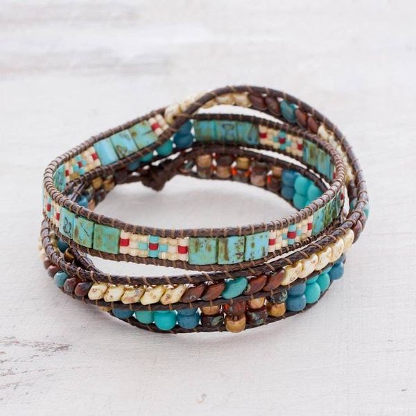 Alternate image for Handmade Glass beaded Wrap Bracelet from Guatemala Santiago Atitlan Adventure