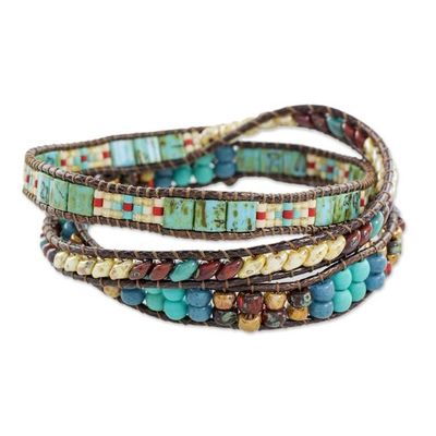 Alternate image for Handmade Glass beaded Wrap Bracelet from Guatemala Santiago Atitlan Adventure