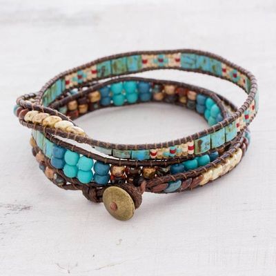 Alternate image for Handmade Glass beaded Wrap Bracelet from Guatemala Santiago Atitlan Adventure