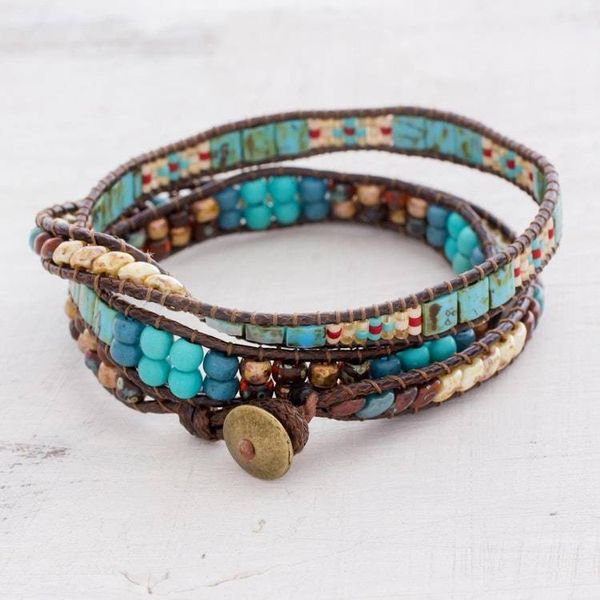 Alternate image for Handmade Glass beaded Wrap Bracelet from Guatemala Santiago Atitlan Adventure