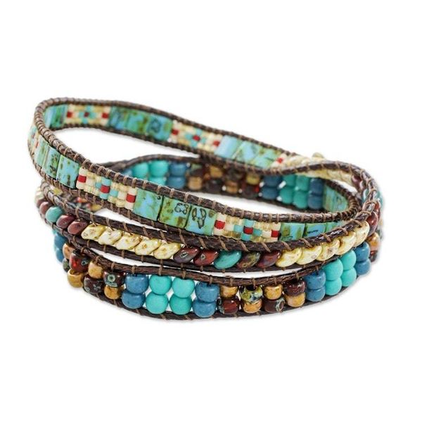 Alternate image for Handmade Glass beaded Wrap Bracelet from Guatemala Santiago Atitlan Adventure