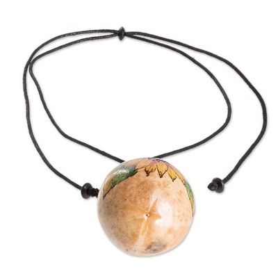 Alternate image for Sunflower Handcrafted Calabash Gourd Pendant Necklace Sunflower Scenes
