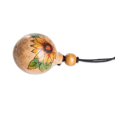 Alternate image for Sunflower Handcrafted Calabash Gourd Pendant Necklace Sunflower Scenes