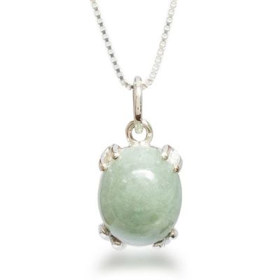 Alternate image for Light Green Jade Silver Pendant Necklace from Guatemala Light Green Allure