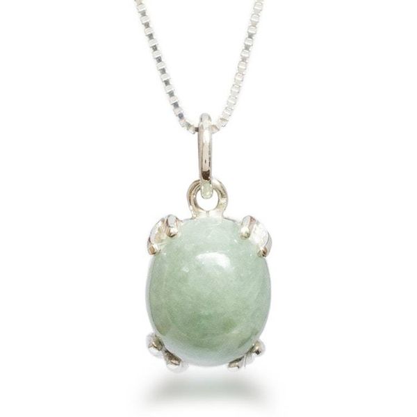 Alternate image for Light Green Jade Silver Pendant Necklace from Guatemala Light Green Allure