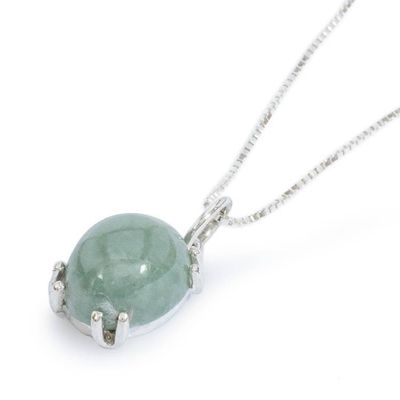 Alternate image for Light Green Jade Silver Pendant Necklace from Guatemala Light Green Allure