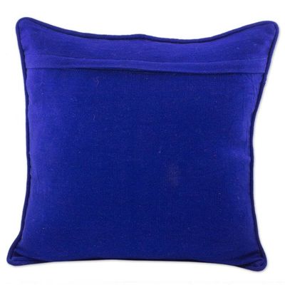 Alternate image for Indigo Square Cushion Cover with Multicolor Maya Frieze Quetzaltenango Frieze