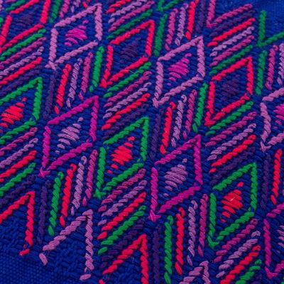 Alternate image for Indigo Square Cushion Cover with Multicolor Maya Frieze Quetzaltenango Frieze