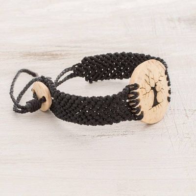 Alternate image for Coconut Shell and Lava Stone Tree Pendant Bracelet Bare Tree