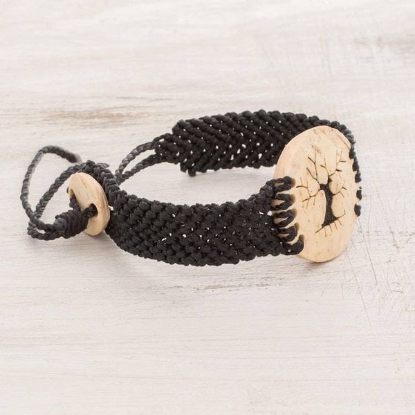 Alternate image for Coconut Shell and Lava Stone Tree Pendant Bracelet Bare Tree