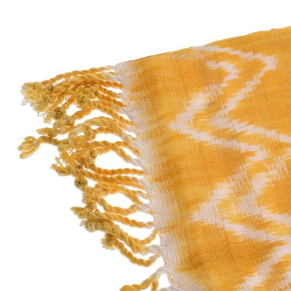 Alternate image for Handwoven Diamond Pattern Rayon Scarf in Saffron Diamond Essence in Saffron