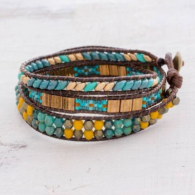 Alternate image for Handcrafted Glass Beaded Wrap Bracelet from Guatemala Santiago Atitlan Journey