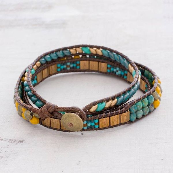 Alternate image for Handcrafted Glass Beaded Wrap Bracelet from Guatemala Santiago Atitlan Journey
