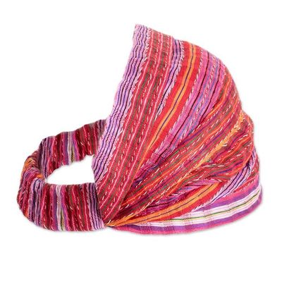 Alternate image for Multicolored Cotton Headband Hand-Woven in Guatemala Stripes of Joy