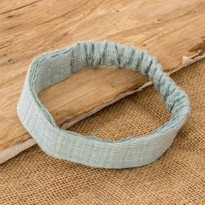 Primary image for Light Blue and Green Cotton Headband Hand-Woven in Guatemala Amongst Clouds