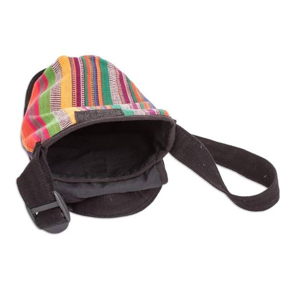 Alternate image for Striped Cotton Bottle Carrier Hand-Woven in Guatemala Colorful Roots