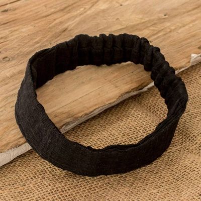 Primary image for Black Cotton Headband Hand-Woven in Guatemala Night Falls