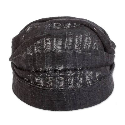 Alternate image for Black Cotton Headband Hand-Woven in Guatemala Night Falls