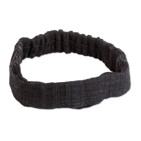 Alternate image for Black Cotton Headband Hand-Woven in Guatemala Night Falls