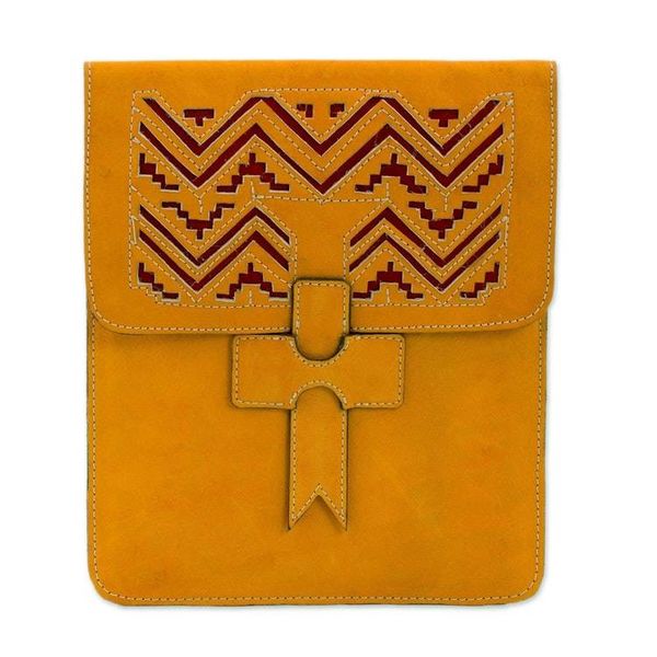 Alternate image for Handcrafted Leather Portfolio in Sunrise from Nicaragua Lines of Time