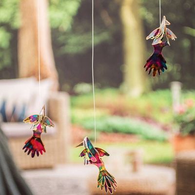 Alternate image for Recycled Plastic Mobile with Three Colorful Hummingbirds Edens Flight