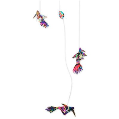 Alternate image for Recycled Plastic Mobile with Three Colorful Hummingbirds Edens Flight