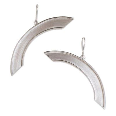 Alternate image for Semi-Circle Sterling Silver Dangle Earrings from Nicaragua Precarious Balance