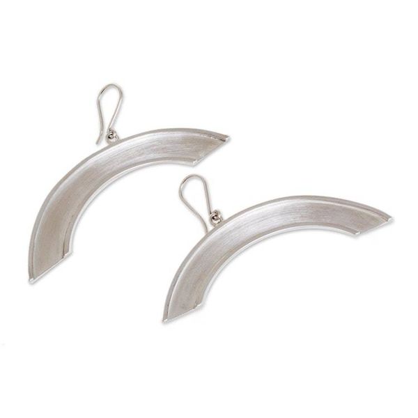 Alternate image for Semi-Circle Sterling Silver Dangle Earrings from Nicaragua Precarious Balance