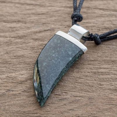 Primary image for Dark Green Jade Tusk Pendant Necklace from Guatemala Wide Tusk in Dark Green