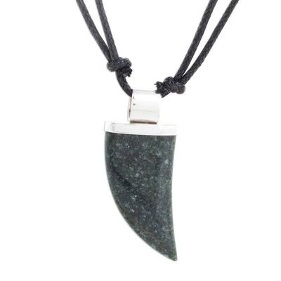 Alternate image for Dark Green Jade Tusk Pendant Necklace from Guatemala Wide Tusk in Dark Green