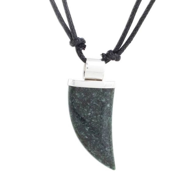 Alternate image for Dark Green Jade Tusk Pendant Necklace from Guatemala Wide Tusk in Dark Green